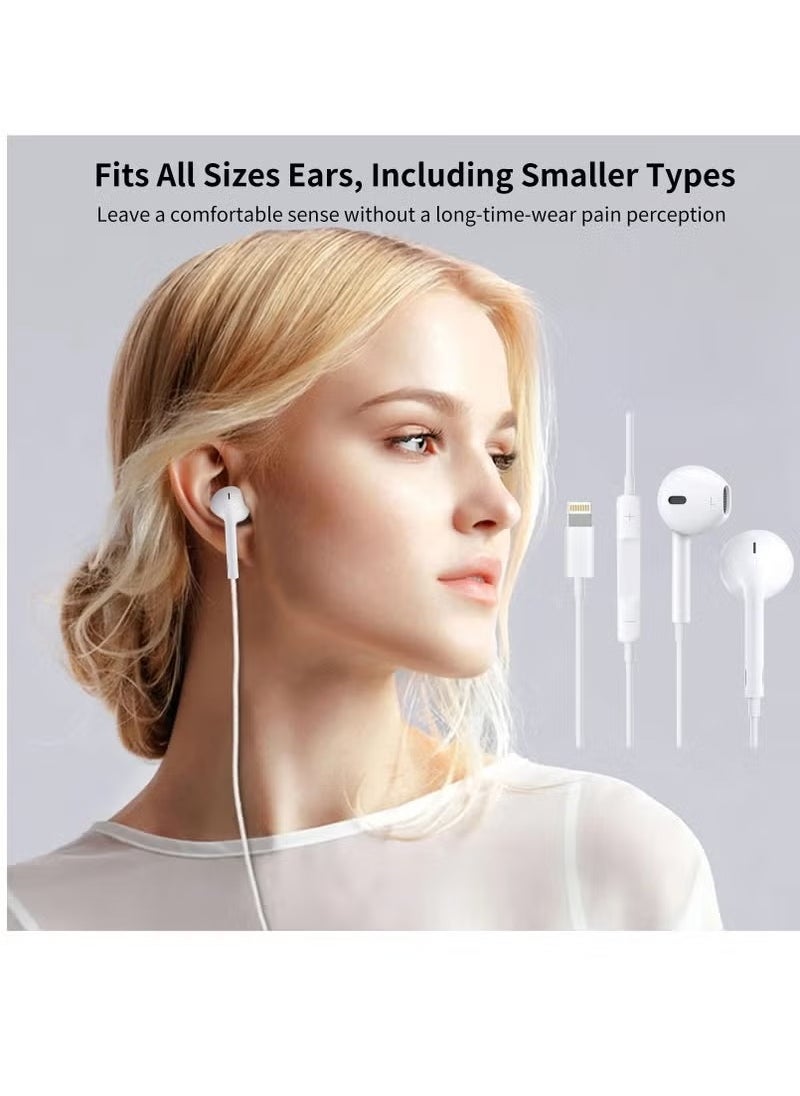 Generic - White Lightning Wired Earphones for iPhone 7/8 Plus/X/XS/XR/11/12 Pro Max | In-Ear Headphones with Built-in Mic & Remote | Noise-Isolating, High-Definition Sound | Tangle-Free, Plug & Play Lightning Connector for iOS Devices - Image 1