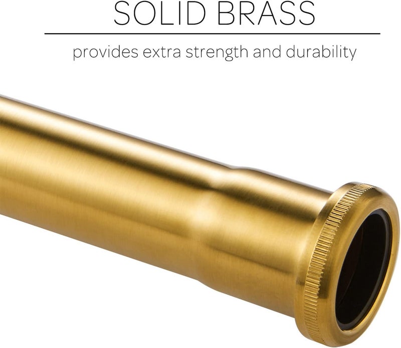 Fipoque Brass Slip Joint Extension Tube 1-1/4” OD x 12” with Nut and Rubber Washer, P Trap Extension Tube, Sink Drain Tailpiece Tube Extension, Brushed Brass Gold - Image 2