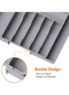 Hanayo Silverware Drawer Organizer Kitchen Drawer Organizer Durable Cutlery Holder  Expandable Utensil Tray for Kitchen Adjustable Plastic Storage Dividers for Spoons Forks Knives(Grey)  - Image 3