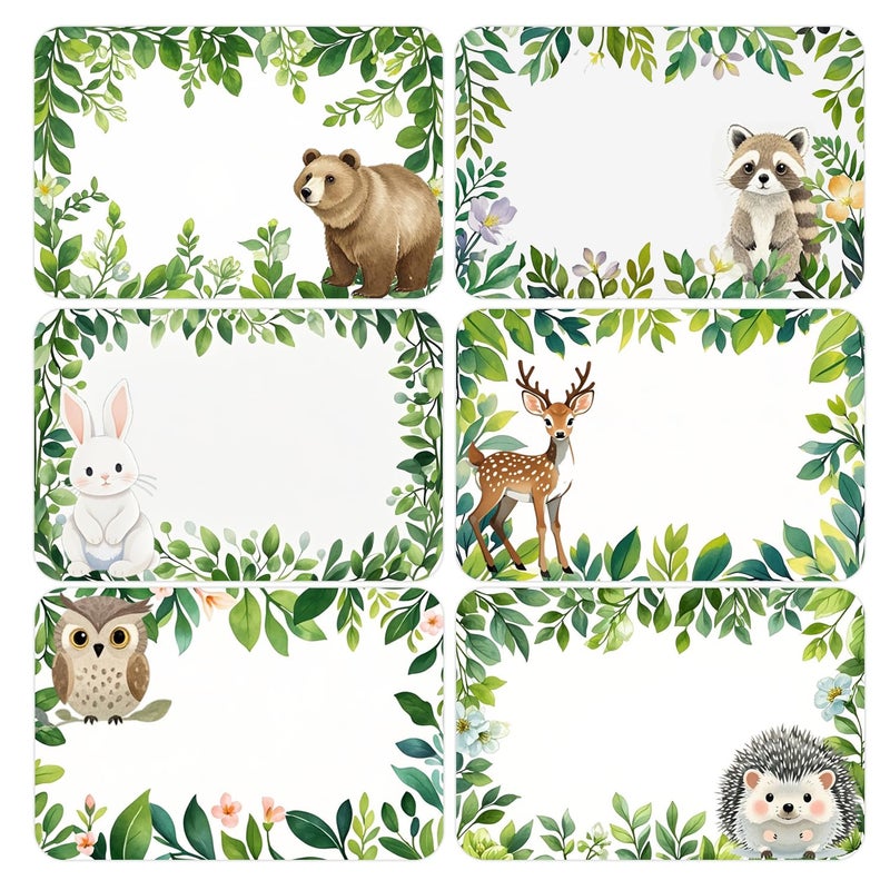 Besttile 120 PCS Woodland Animal Name Forest Animal Wildlife Friends Jungle Self Adhesive Decals Blank Name Labels for Home Classroom Office Party Classrooms Supplies, 2x3 in - Image 1