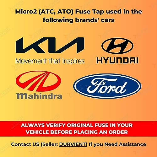 Durvient.com® Micro2 ATC ATO Fuse Tap Automotive No Splice Connector For Kia Hyundai Ford Mahendra Cars (Pack of 3) - Image 2