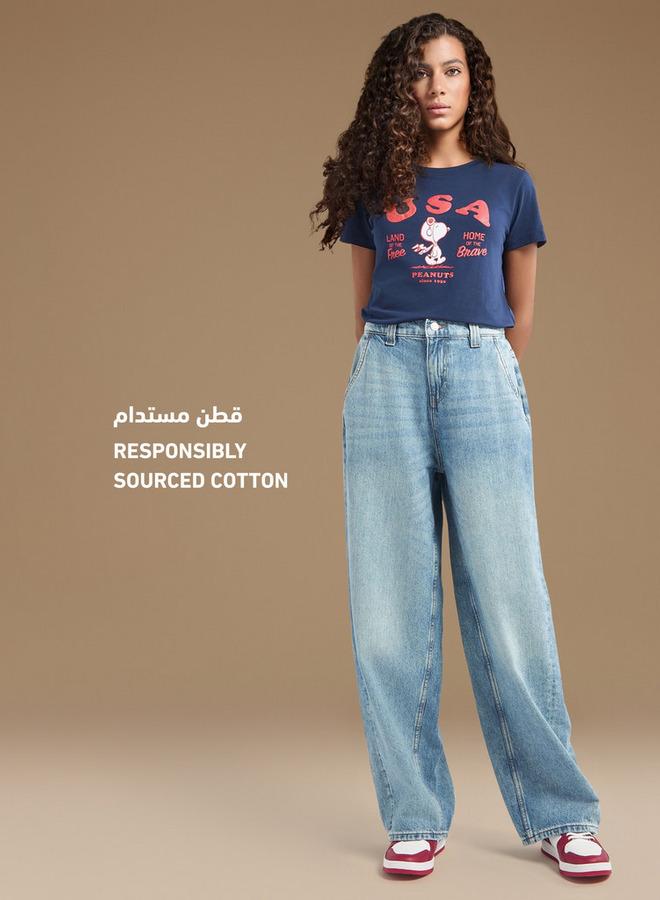 اس بي كاركترز تيشيرت بياقة ضيقة وأكمام قصيرة وطبعات - Image 2