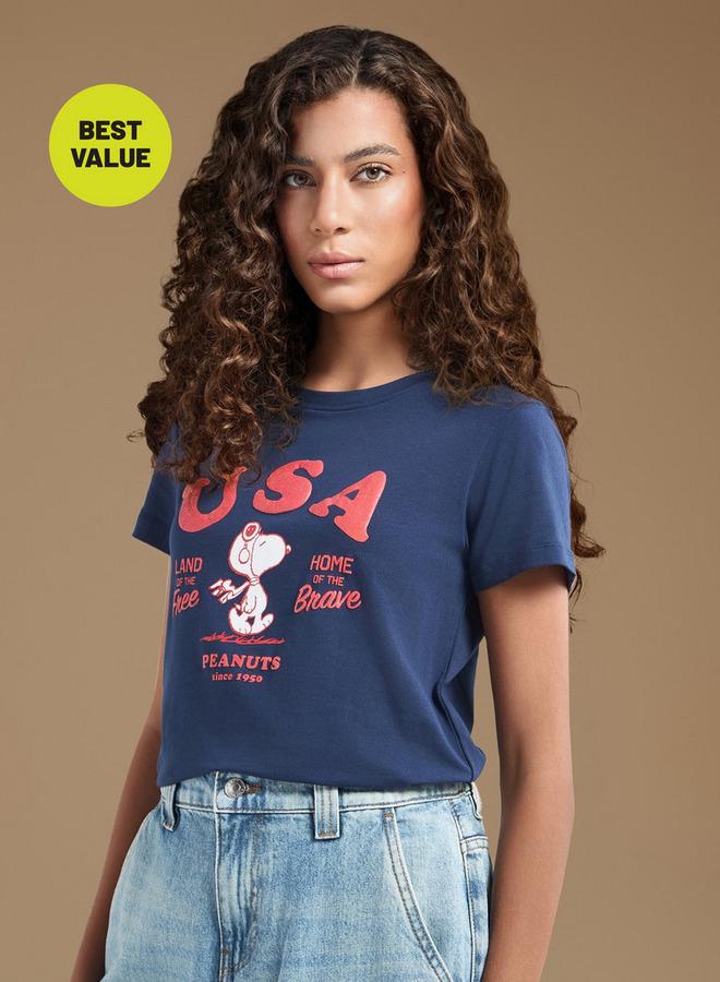 اس بي كاركترز تيشيرت بياقة ضيقة وأكمام قصيرة وطبعات - Image 1