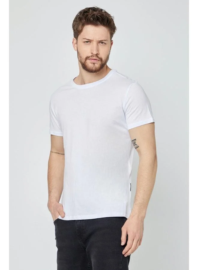 Mmetalic Men's Black 100% Cotton Regular Fit Basic Crew Neck T-Shirt
