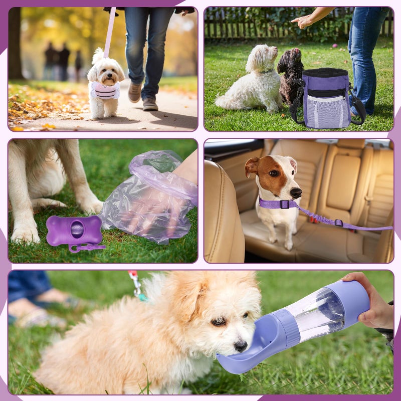 Abbylike 50 Pcs Puppy Supplies Starter Kit for Small Dogs Puppy Essentials Includes Leash, Bowls, Teeth Brushes, Water Bottle, and More Accessories for Dogs Pet Day Welcome Gift(Purple) - Image 3