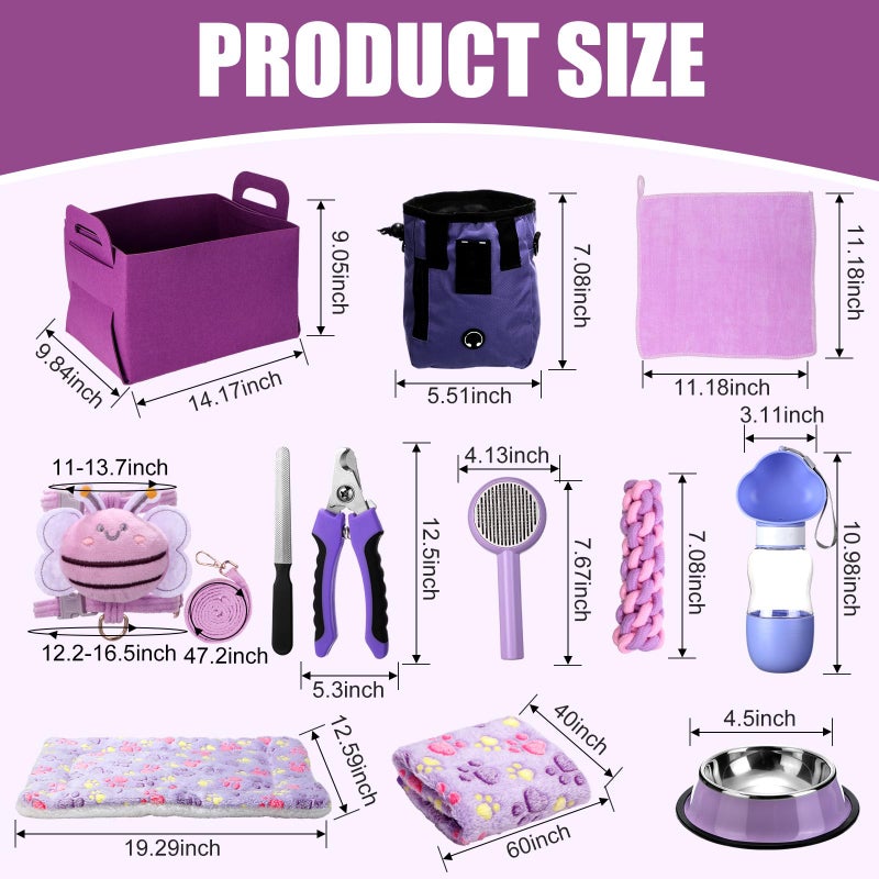 Abbylike 50 Pcs Puppy Supplies Starter Kit for Small Dogs Puppy Essentials Includes Leash, Bowls, Teeth Brushes, Water Bottle, and More Accessories for Dogs Pet Day Welcome Gift(Purple) - Image 4
