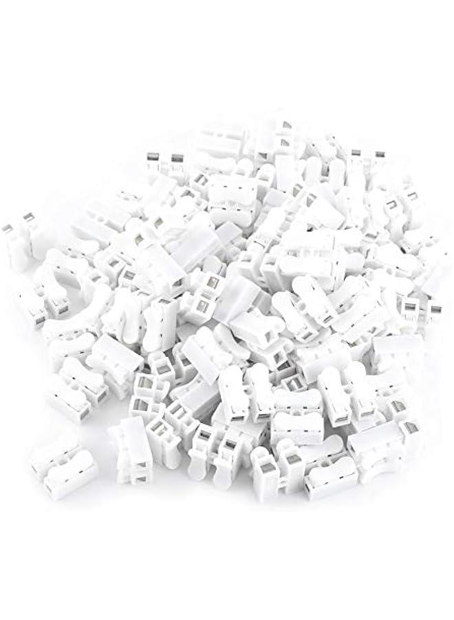 Generic White Wiring Terminal, 100pcs 10A 220V 2 Pin Push Quick Wire Cable Connector Universal Reusable Terminal Block - Image 1