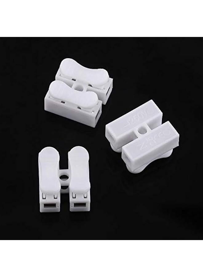 Generic White Wiring Terminal, 100pcs 10A 220V 2 Pin Push Quick Wire Cable Connector Universal Reusable Terminal Block - Image 3