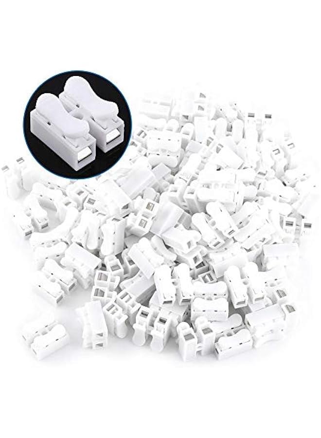 Generic White Wiring Terminal, 100pcs 10A 220V 2 Pin Push Quick Wire Cable Connector Universal Reusable Terminal Block - Image 5