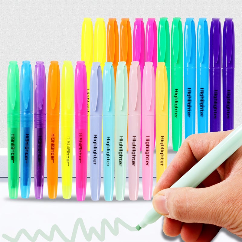 6 Pack Highlighter Pens Chisel Tips Quick Dry Fade Resistant Portable Clip Fluorescent Colors Back To School - Image 1