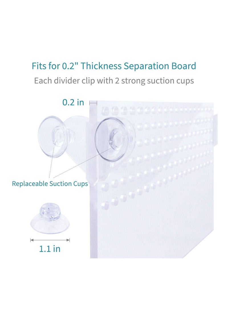 XiuWoo Aquarium Divider Clip, with Sucker Fish Tank Suction Cup Holder Sheet for Aquarium, Heart Shaped Clear Plastic Isolation White (6 Pack) - Image 3