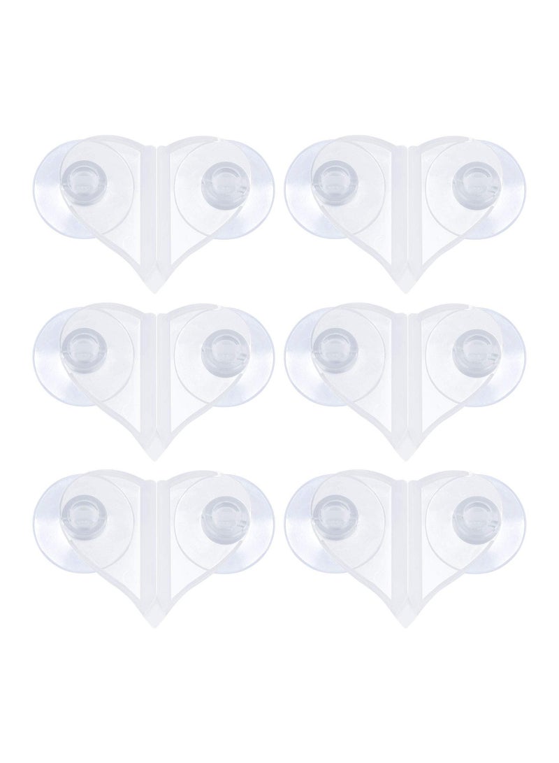 XiuWoo Aquarium Divider Clip, with Sucker Fish Tank Suction Cup Holder Sheet for Aquarium, Heart Shaped Clear Plastic Isolation White (6 Pack) - Image 1