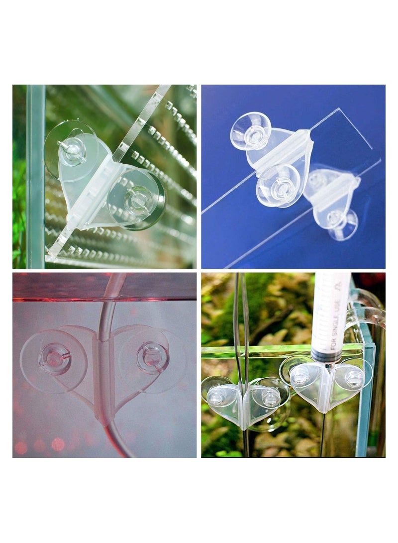XiuWoo Aquarium Divider Clip, with Sucker Fish Tank Suction Cup Holder Sheet for Aquarium, Heart Shaped Clear Plastic Isolation White (6 Pack) - Image 5