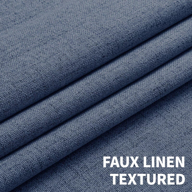 CUCRAF 100% Blackout Window Curtains 84 inches Long 2 Panels Set, Faux Linen Look Thermal Insulated Grommet Drapes, Room Darkening Curtain for Bedroom Living Room(W52 x L84 Inch, Sky Blue) - Image 3