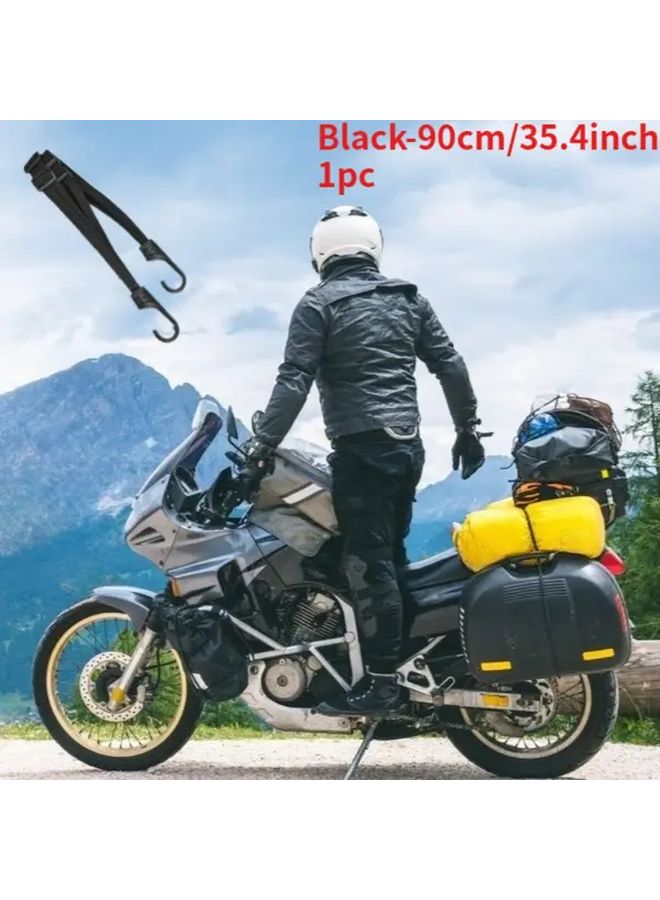 Black 90cm Elastic Binding Rope for Motorcycle Bicycle Helmet Strap - Image 1