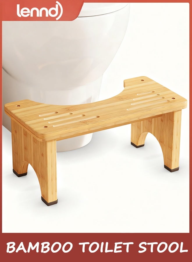 LENND Bamboo Toilet Stool, Wooden Squatting Potty Stool for Adults, 18CM Toilet Stool Squat Adult, Non-Slip Wood Poop Stool for Bathroom, Portable Toilet Foot Pooping Steps for Kids - Image 1