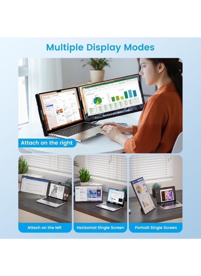 V2COM - 15.6" Laptop Screen Extender, 120% sRGB FHD 1080P IPS Laptop Monitor Extender Dual Screen, Portable Monitor for Laptops 13-17" with HDMI/USB-A/Type-C Plug-Play for Windows, Mac, Android - Image 1