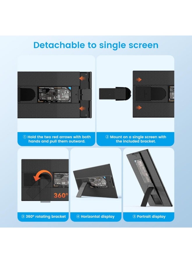 V2COM - 15.6" Laptop Screen Extender, 120% sRGB FHD 1080P IPS Laptop Monitor Extender Dual Screen, Portable Monitor for Laptops 13-17" with HDMI/USB-A/Type-C Plug-Play for Windows, Mac, Android - Image 1