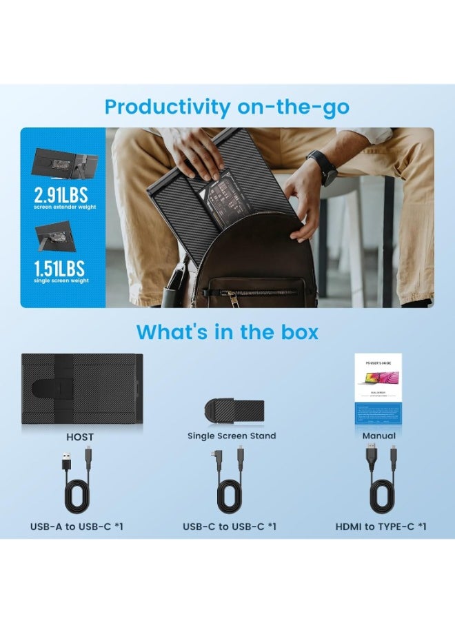 V2COM - 15.6" Laptop Screen Extender, 120% sRGB FHD 1080P IPS Laptop Monitor Extender Dual Screen, Portable Monitor for Laptops 13-17" with HDMI/USB-A/Type-C Plug-Play for Windows, Mac, Android - Image 1