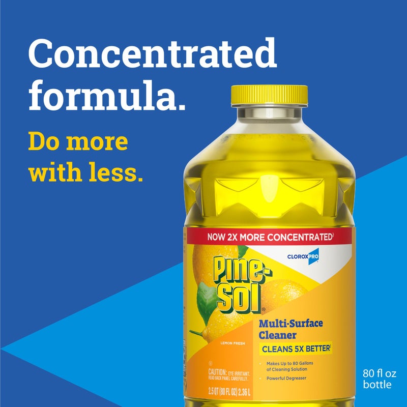 Pine Sol CloroxPro Pine-Sol Multi-Surface Cleaner, All Purpose Cleaner, Lemon Fresh, 80 Fluid Ounces, Pack of 3 (Package May Vary) - Image 2