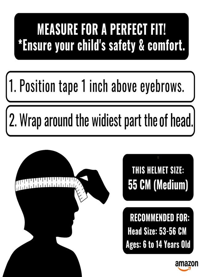 Stargaze Multi-Sport Kids Helmet - 55cm Medium Size for Boys & Girls (Age 6-14 Years) - Ideal for Bicycle, Skating & Scootering - Adjustable Safety Gear - Image 3