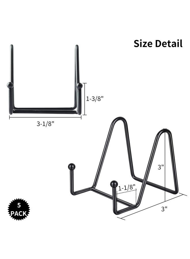 IBosins IBosins 5 Pack 3 Inch Small Plate Holder Display Stands, Mini Metal Black Frame Stand for Picture, Book, Photo Easel, Creation, Collectibles  - Image 2