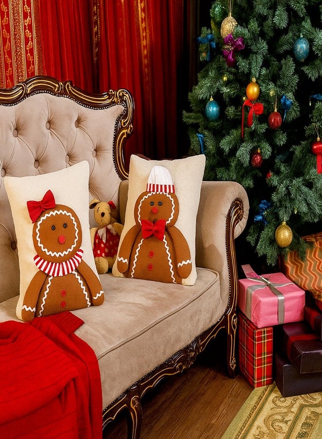 Mindsoft 2 Pcs Christmas Gingerbread Man Pillow Christmas Decorative Throw Pillows 11 x 15 Inch Soft 3D Gingerbread Plush Stuffed Pillow for Xmas Living Room Bedroom Decoration - Image 5