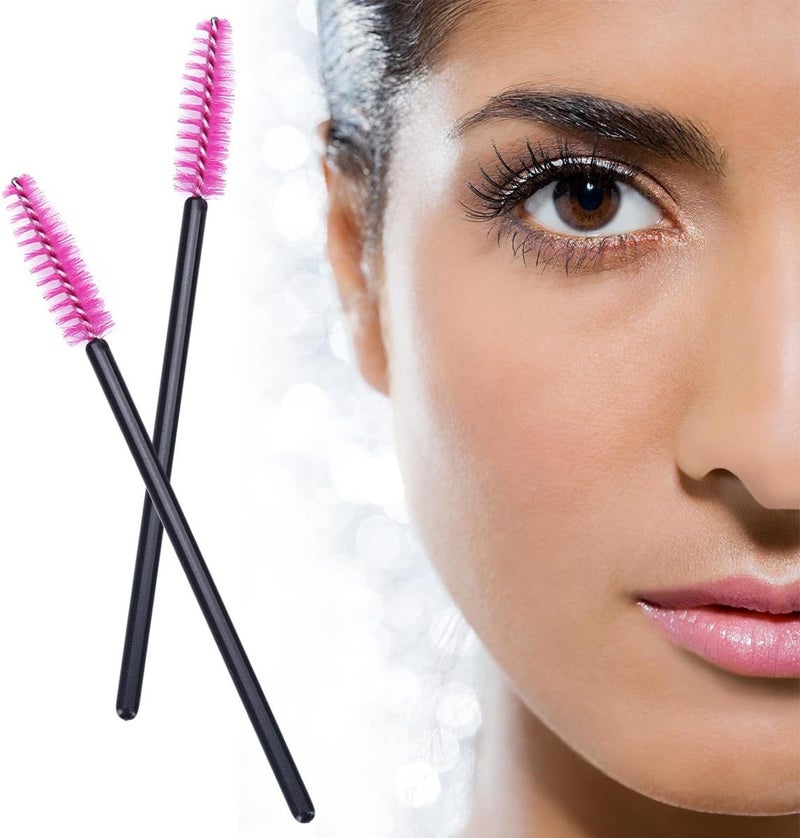 BTYMS 100 Pack Disposable Eyelash Mascara Brushes Wands Applicator Makeup Brush Kits Pink - Image 4