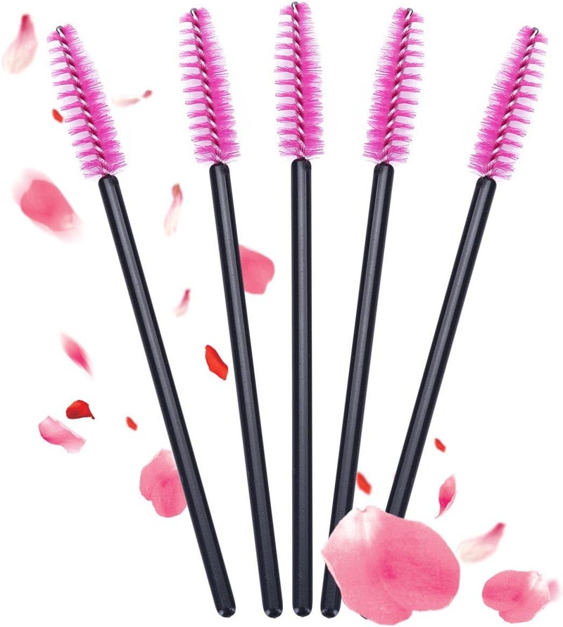 BTYMS 100 Pack Disposable Eyelash Mascara Brushes Wands Applicator Makeup Brush Kits Pink - Image 2