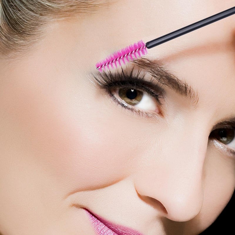 BTYMS 100 Pack Disposable Eyelash Mascara Brushes Wands Applicator Makeup Brush Kits Pink - Image 5