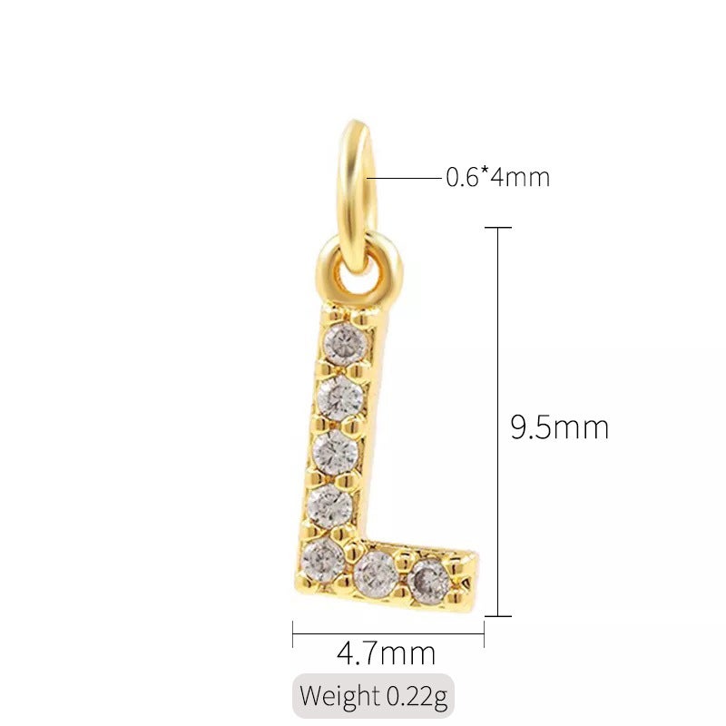 Exquisite simple micro inlaid zircon English 26 letter pendant necklace women 14k gold color pendant diy jewelry accessories H-10319（L）