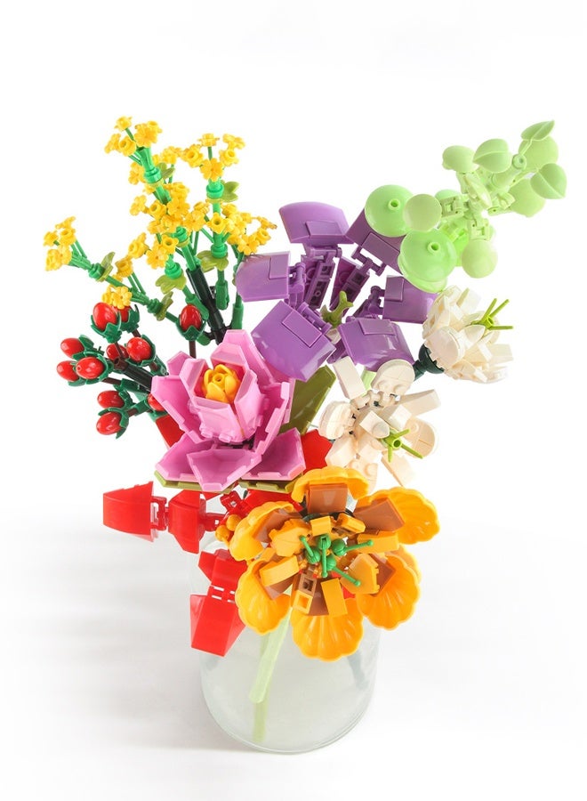 HALAMODO 8 Pcs Flowers Bouquet Botanical Building Block Sets for Adult-8 Kind of Wildflowers Botanical Collection with Vase- Plants Toys for Kids Home Decor for Mothers Day,Valentines,Birthday Gifts - Image 5