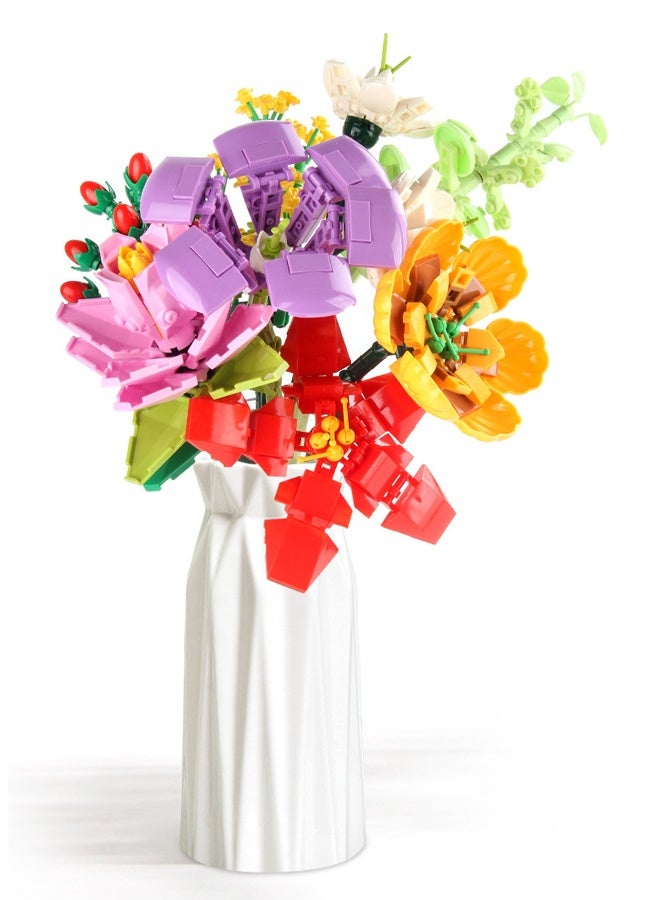 HALAMODO 8 Pcs Flowers Bouquet Botanical Building Block Sets for Adult-8 Kind of Wildflowers Botanical Collection with Vase- Plants Toys for Kids Home Decor for Mothers Day,Valentines,Birthday Gifts - Image 4