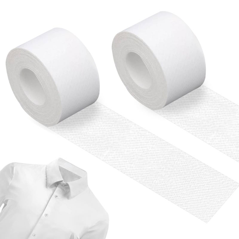 Sliverdew 2 Roll Disposable Collar Protector for Shirts SelfAdhesive Neck Liner Tape Invisible Collar Protectors for Mens Shirts Hat Sweat Pads Against Sweat Stain