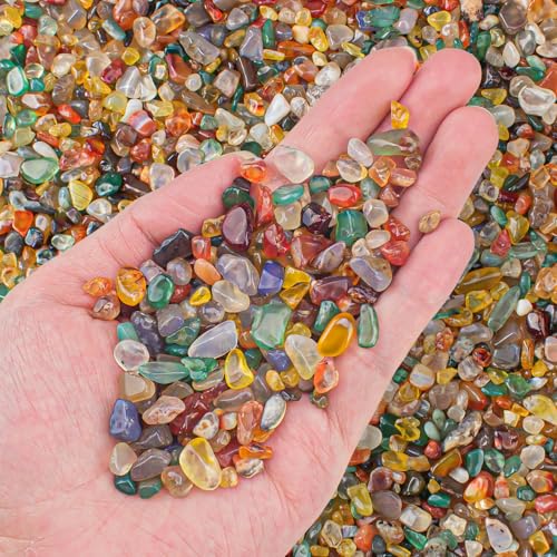 EZEELAI Colorful Agate Crystal Stones Crushed Quartz Chips Bulk 3 Lb, Natural Polished Tumbled Gemstones Gravel Rocks for Aquarium, Garden and Home Decoration - Image 1
