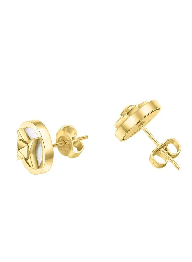 POLICE Lucky Star Earrings for Women Gold Plating with Mother of Pearl