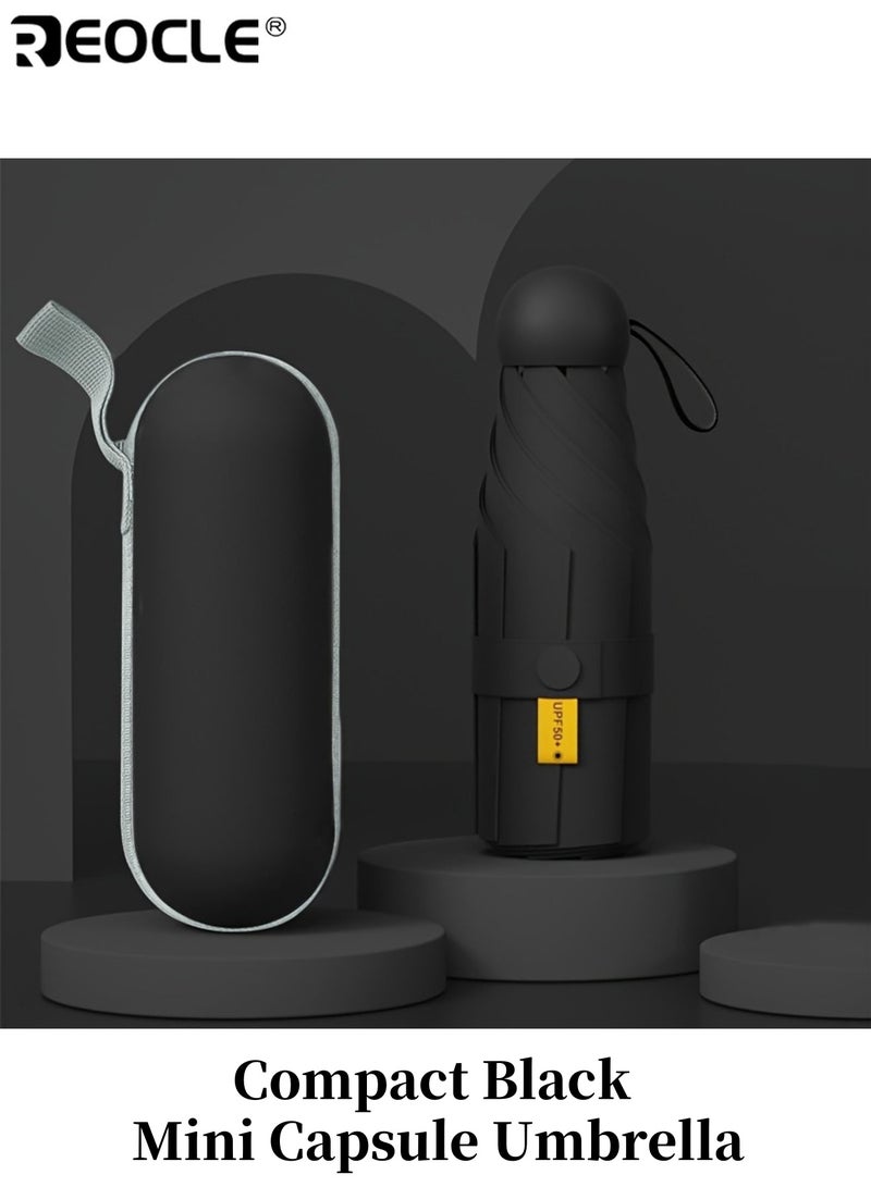 REOCLE Unisex Compact Mini Capsule Umbrella Portable Foldable Manual Open with Sunscreen Coating 6-Rib Durable Design High Quality Stylish Ideal for Camping Travel Outdoor Activities Suitable as Birthday Gift Washing Machine Safe for Daily Use Portable Easy to Store for Men for Women for Adults - Image 1