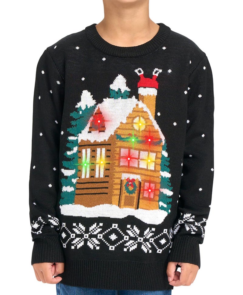 Tipsy Elves Christmas Sweaters for Kids - Children's Cute and Tacky Ugly Pullovers for Boys and Girls Youth Holiday Knitwear - Youth Red Tacky Tinsel Christmas Sweater Size X-Large - Image 1