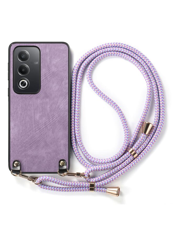 S-TOP Case For OPPO A58 5G Vintage Leather PC Back Cover Phone Case with Crossbody Strap - Image 2