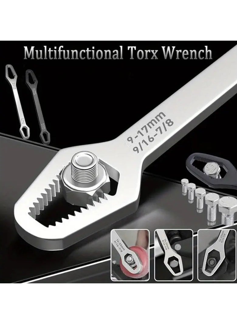 Goolsky Versatile Double-Ended Wrench - 3-17mm Self-Tightening, Chrome Vanadium Steel, Ideal for Car, Bike & Home Repairs  - Image 2