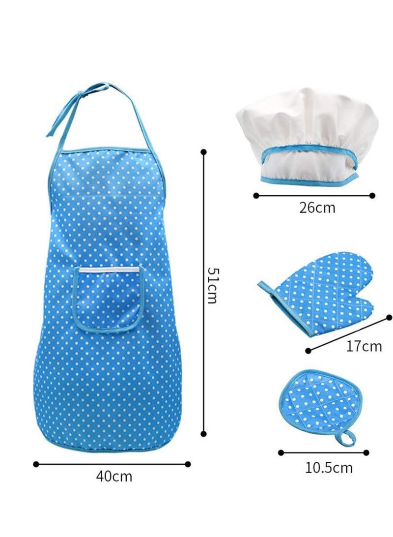 فيستنايت مجموعة الاطباق والخبز للاطفال من فيست نايت مكونة من 13 قطعة مع قبعة الشيف، ومئزر، وقفاز الفرن، وأدوات المطبخ، ومجموعة لعب دور الشيف للأطفال، تصلح كهدية تعليمية للأولاد (أزرق) - Image 2