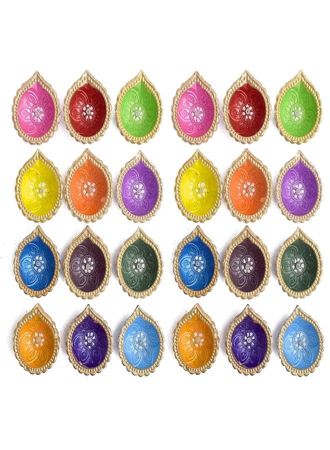 SATVIK STORE مجموعة SATVIK 24 قطعة من الطين مع ملصقات Shubh Labh المتنوعة | مصابيح زيت الطين الطبيعي لديوالي ونافراتري وبوجا وديكور المنزل - Image 1