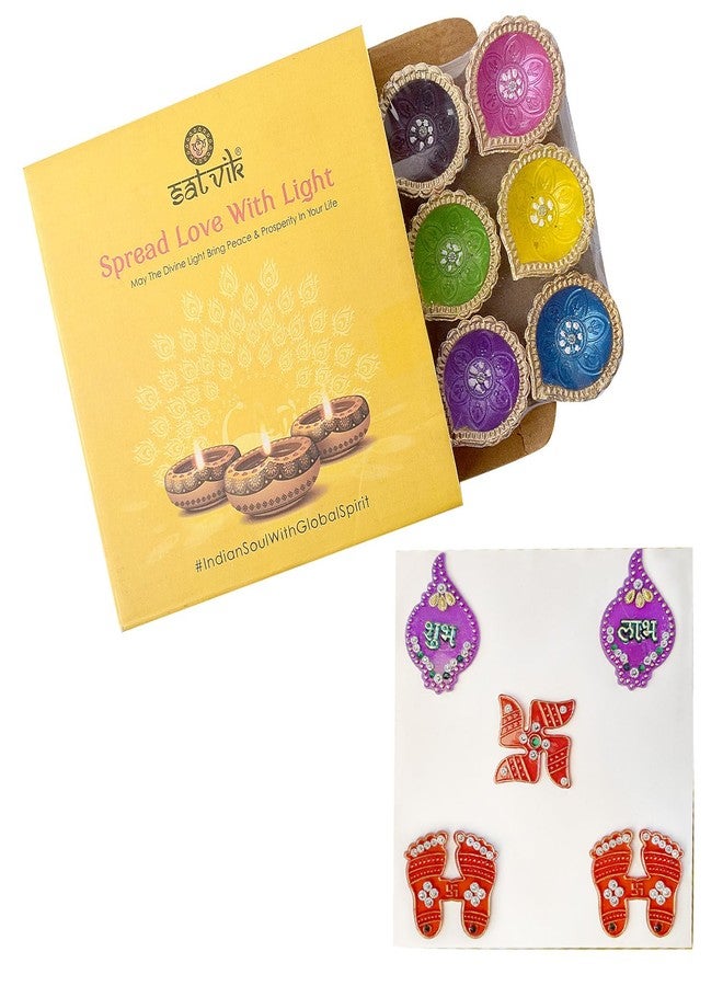 SATVIK STORE مجموعة SATVIK 24 قطعة من الطين مع ملصقات Shubh Labh المتنوعة | مصابيح زيت الطين الطبيعي لديوالي ونافراتري وبوجا وديكور المنزل - Image 3
