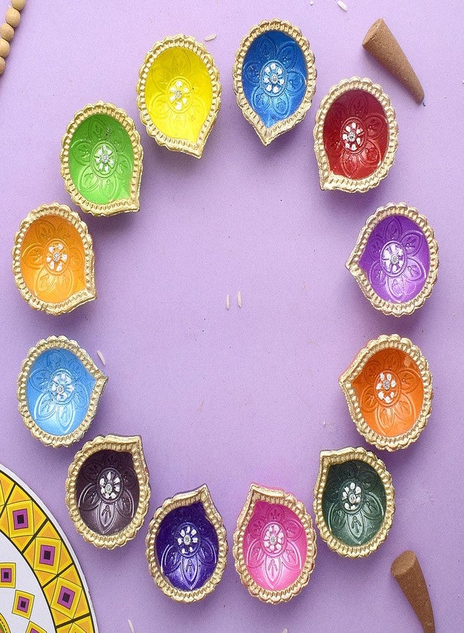 SATVIK STORE مجموعة SATVIK 24 قطعة من الطين مع ملصقات Shubh Labh المتنوعة | مصابيح زيت الطين الطبيعي لديوالي ونافراتري وبوجا وديكور المنزل - Image 2