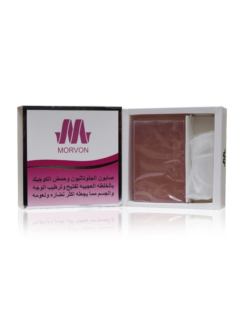 morvon Glutathione and kojic acid soap with a wonderful mixture that lightens and moisturizes the face and body, making it more radiant and soft. - Image 2