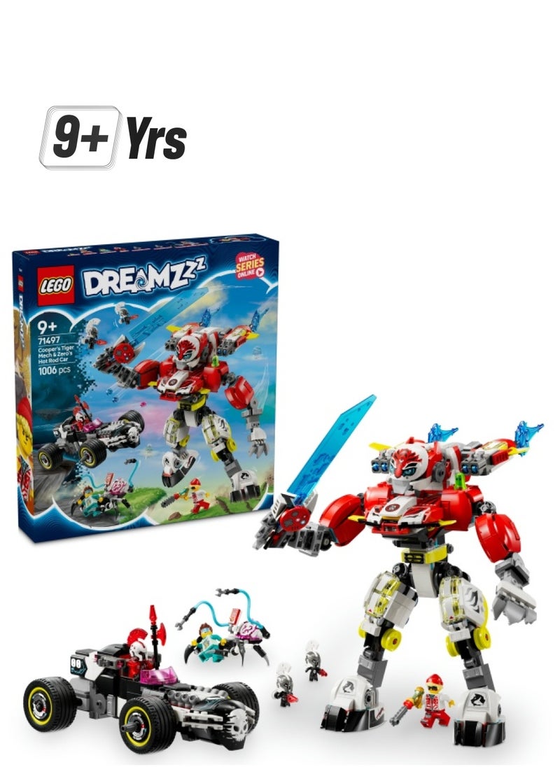 LEGO Dreamzzz Cooper'S Tiger Mech & Zero'S Hot Rod Car 71497 (1006) Pieces  - Image 1
