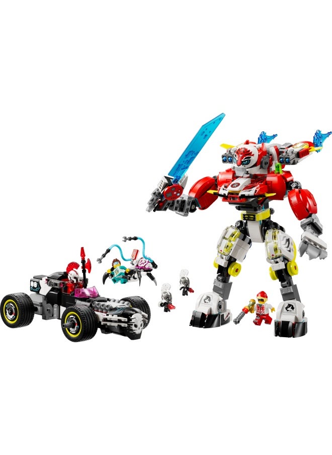 LEGO - DREAMZzz 2in1 Cooper’s Tiger Mech & Zero’s Hot Rod Car Toy for 9 Plus Year Old Boys and Girls, Set with Mech Robot, Z-Blob and 3 Minifigures, Birthday Gift Idea 71497 (1006 pieces) - Image 1