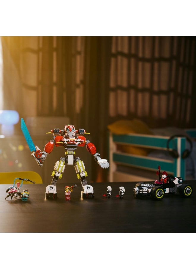 LEGO - DREAMZzz 2in1 Cooper’s Tiger Mech & Zero’s Hot Rod Car Toy for 9 Plus Year Old Boys and Girls, Set with Mech Robot, Z-Blob and 3 Minifigures, Birthday Gift Idea 71497 (1006 pieces) - Image 1