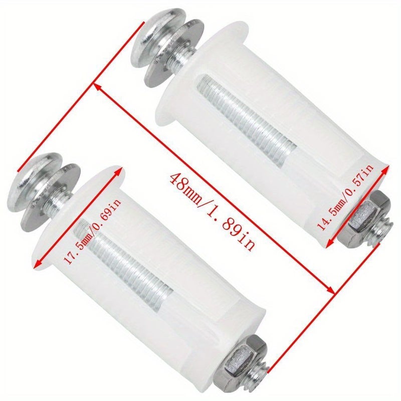 Set Of 6 Universal Toilet Seat Hinge Screws For Top Mounting Including Cover Screws And Expansion Screws With Quick Release Mechanism White - Image 3