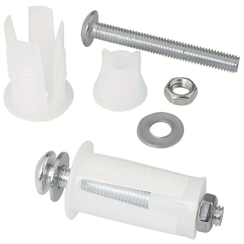 Set Of 6 Universal Toilet Seat Hinge Screws For Top Mounting Including Cover Screws And Expansion Screws With Quick Release Mechanism White - Image 4